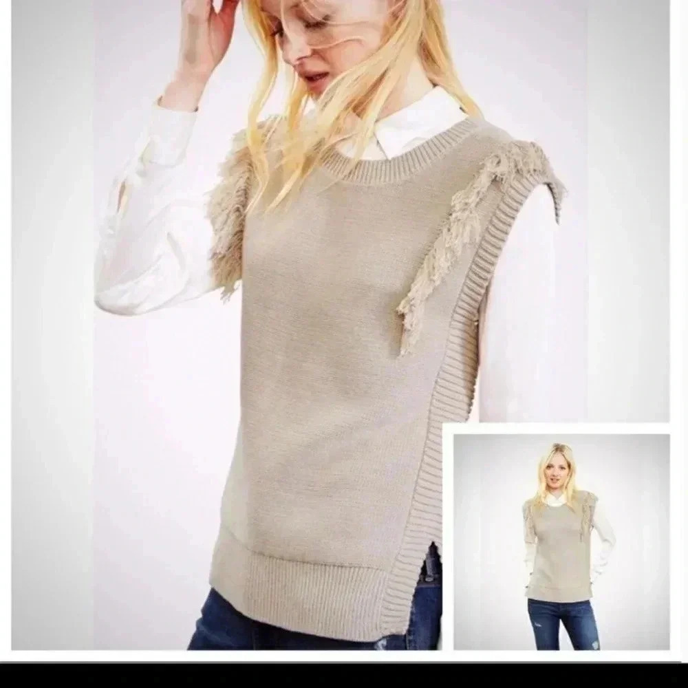 Banana Republic fringe tunic dove wing  size XS ivory